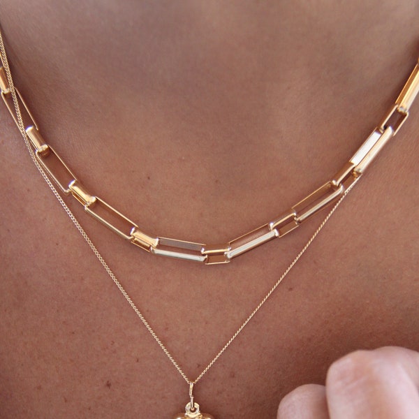 Gold Chain Necklace, Thick Gold Necklace, Layered Necklace, Statement Gold Necklace, Gold Link Necklace, Chunky Necklace, Gold Chain Choker.