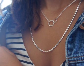 Silver Necklace, Silver Chain Necklace, Dainty Silver Bead Necklace, Everyday Necklace, Layering Necklace, Silver or Gold Plated Jewelry.