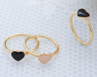 Gold Heart Ring, Knuckle Ring, Pinky Or Midi Ring, Love Thin Gold Ring, Stackable Skinny Gold Filled Ring, Dainty Jewelry.