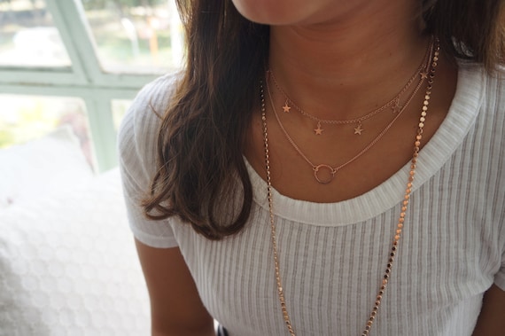 Gold Necklace Tiny Gold Star Necklace Layering Necklace Everyday