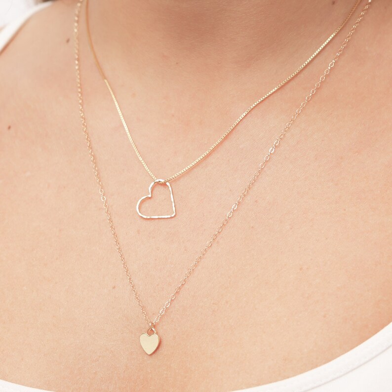 Gold Heart Necklace Sideways Heart Necklace Love Layering Etsy