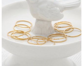 Gold stackable rings, set skinny thin gold ring, knuckle rings, hammered gold filled ring, dainty jewelry.