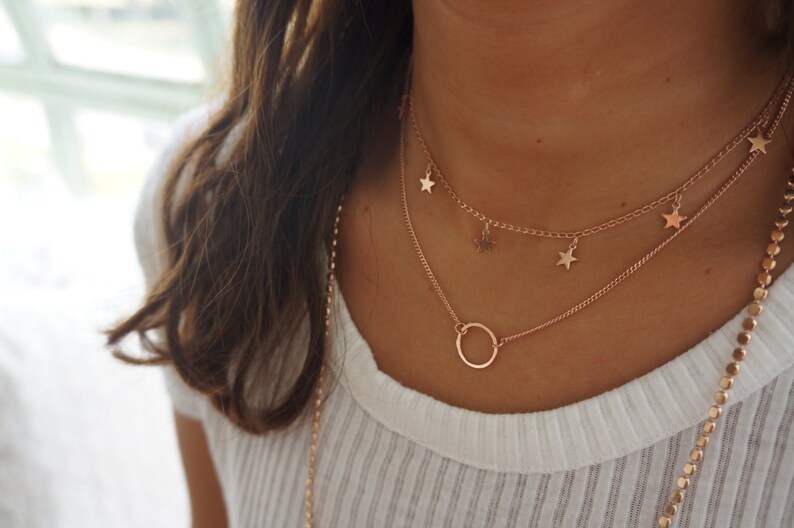 Gold necklace tiny gold star necklace layering necklace everyday necklace minimalist delicate gold filled jewelry. image 3