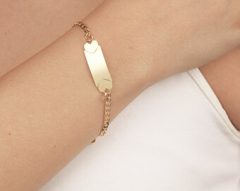 Gold Bar Bracelet, Skinny Bar Bracelet, Dainty Layering Bracelet, Gold Heart Bracelet, Everyday Bracelet, 24k Gold Plated Jewelry.