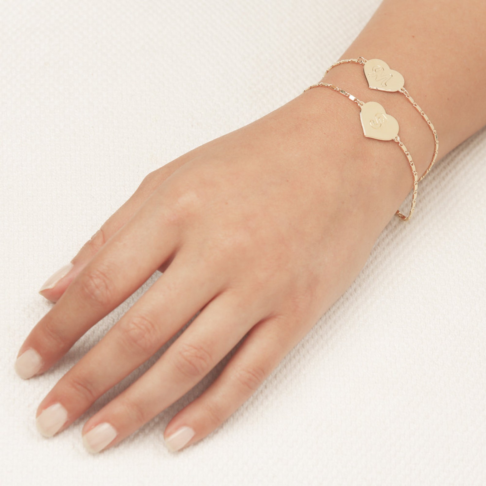 Initial Heart Bracelet Personalized Gold Bracelet Gold Etsy