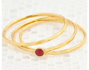 Gold rings, Stackable rings, Thin dainty set of gold rings, knuckle gold filled ring, enamel ring, delicate jewelry