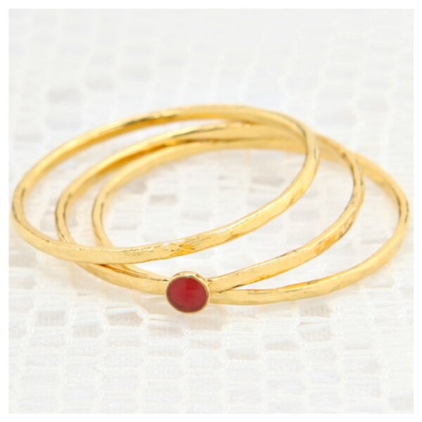 Gold rings, Stackable rings, Thin dainty set of gold rings, knuckle gold filled ring, enamel ring, delicate jewelry