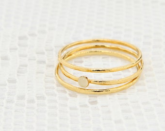 Stackable Ring Set, Gold Filled Ring, Dainty 3 gold rings, knuckle gold ring, enamel ring, delicate jewelry.