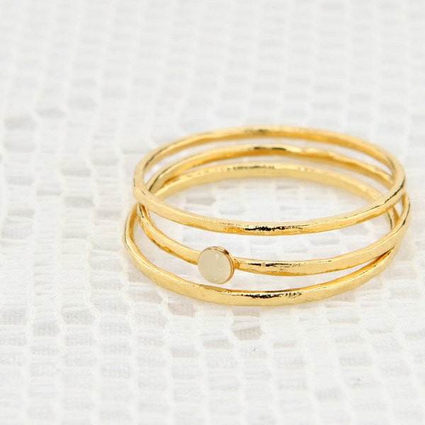 Stackable Ring Set, Gold Filled Ring, Dainty 3 gold rings, knuckle gold ring, enamel ring, delicate jewelry.