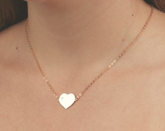 Gold Heart Necklace Dainty Love Layered Necklace Friendship Bridesmaid Necklace Everyday Gold Filled Jewelry