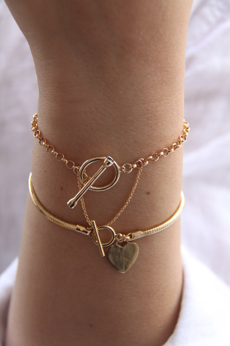 Gold Bracelet Gold Chain Bracelet Layering Bracelet Dainty Etsy