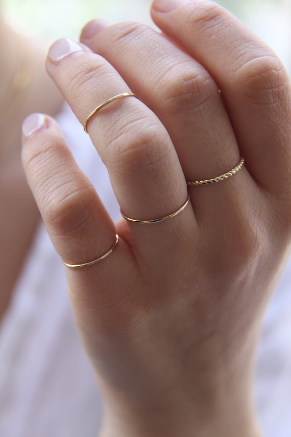Solid 14k Gold Classic Stacking Ring – Honeycat Jewelry