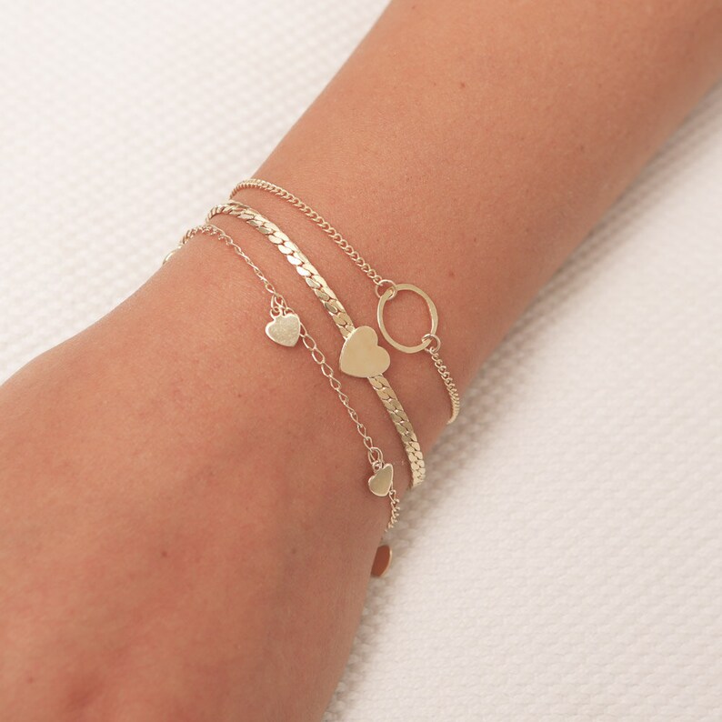 Dainty Heart Bracelet Gold Heart Bracelet Friendship Etsy