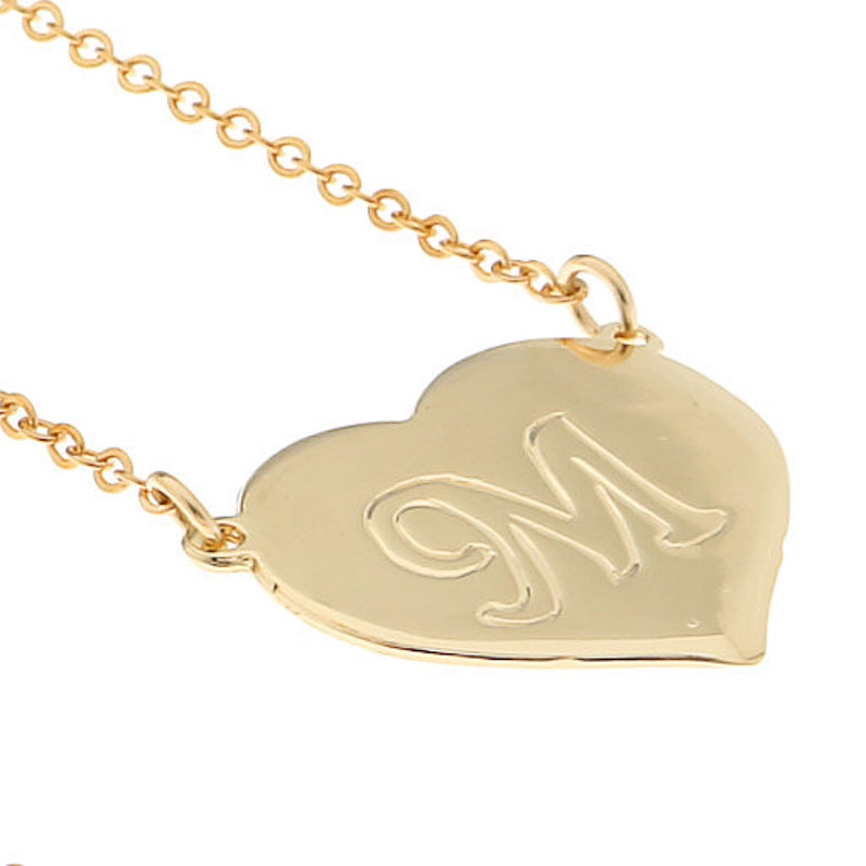Heart initial necklace personalized necklace gold letter necklace monogram name gold filled necklace image 4