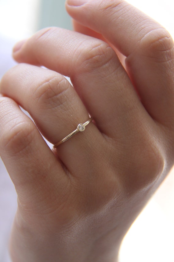 14K Solid Gold Skinny Stacking Ring Dainty 14K Gold Ring 14K Solid Gold Band Delicate Solid Gold Band 14K Solid Gold Stacking Ring