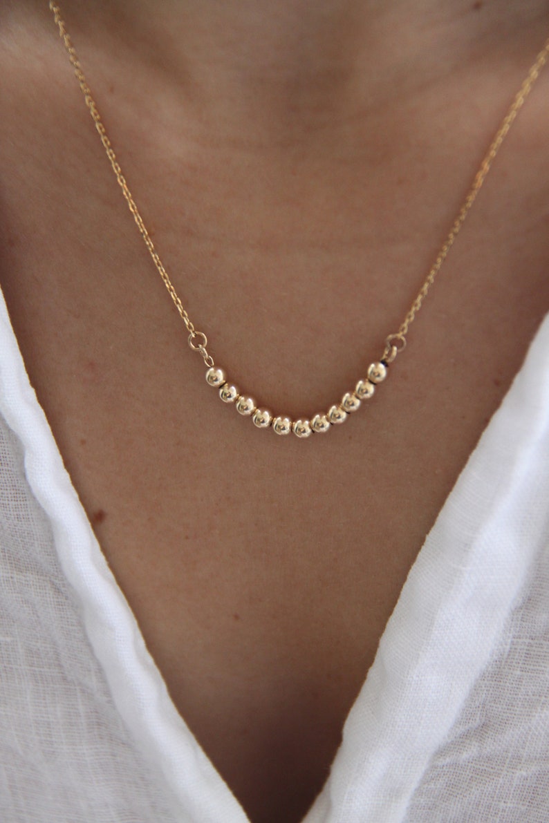 Gold Ball Necklace Dainty Gold Necklace Silver Ball Etsy