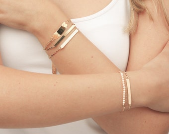 White and Gold Bracelet, Bar Bracelet, Dainty Bracelet, Skinny Bar Bracelet, Friendship Bracelet, Gold Filled Bracelet.