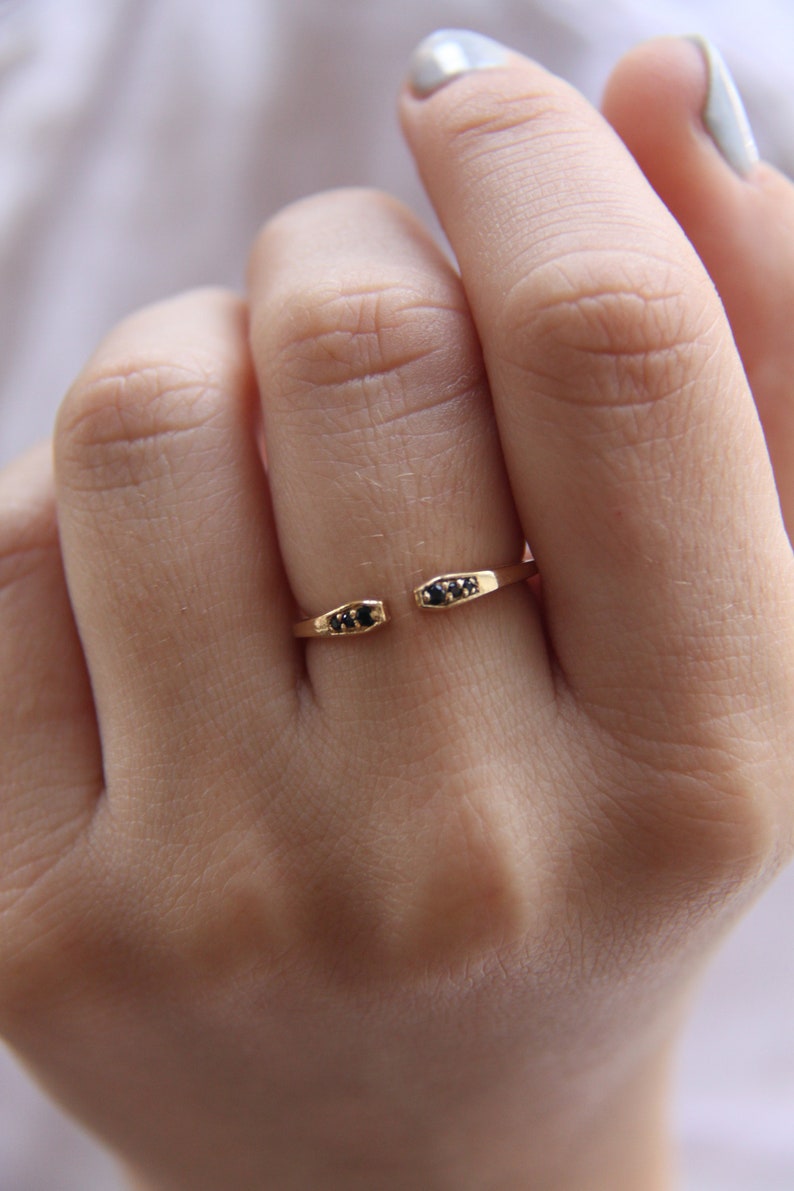 Delicate Gold Ring, Gold Ring, Gold Stacking Ring, Zircon Ring, Thin Gold Ring, Open Cuff Ring, Dainty Ring, Minimalist Ring, Silver Ring. image 2