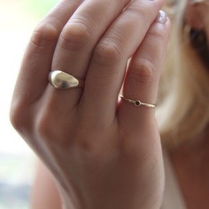 Gold Ring, Gold Signet Ring, Oval Pinky Gold Ring, Gold Stacking Ring, Dainty Gold Ring, Oval Sterling Silver Ring, Delicate jewelry. image 6