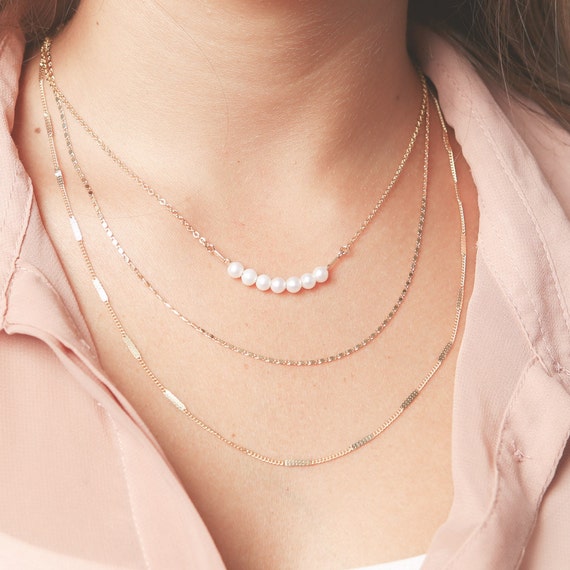 CUTE DISC AND PEARL LAYERED NECKLACE SET | Ora Gift