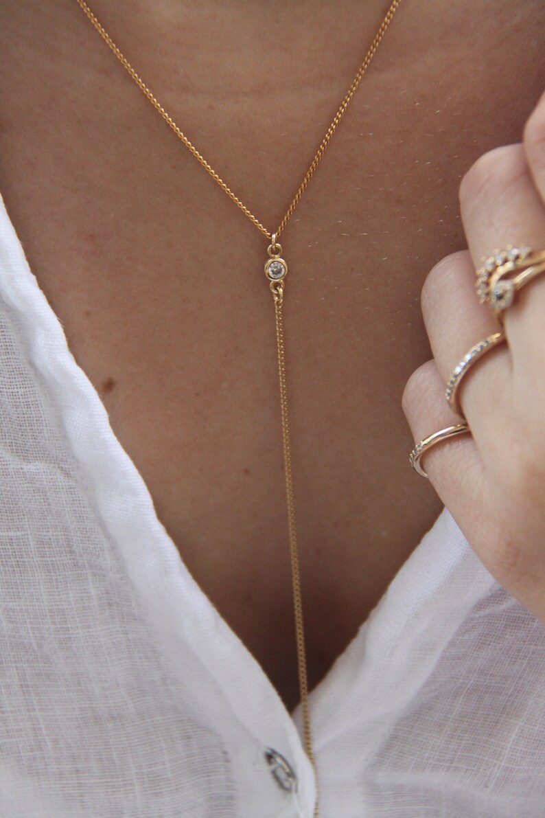 Gold Y Necklace Gold Lariat Necklace Gold Necklace Layered Etsy