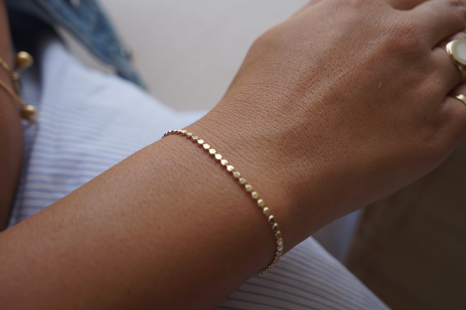 Dainty Gold Bracelet Delicate Gold Chain Bracelet Layered Etsy