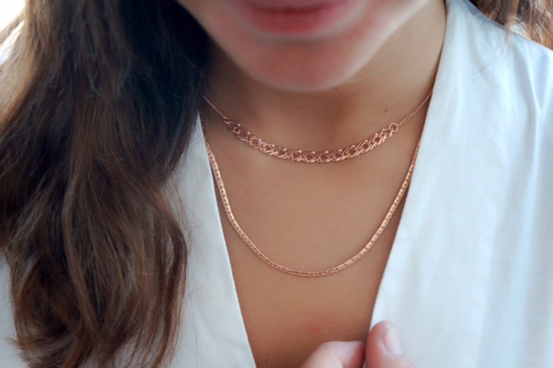 Dainty Gold necklace layered everyday necklace gold chain necklace simple 24k gold plated jewelry. image 4