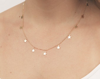 Gold necklace tiny gold star necklace layering necklace everyday necklace minimalist delicate gold filled jewelry.