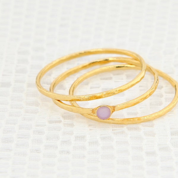 Gold ring, Stackable ring set, thin dainty ring, knuckle rings, gold stack rings, enamel dainty gold filled jewelry