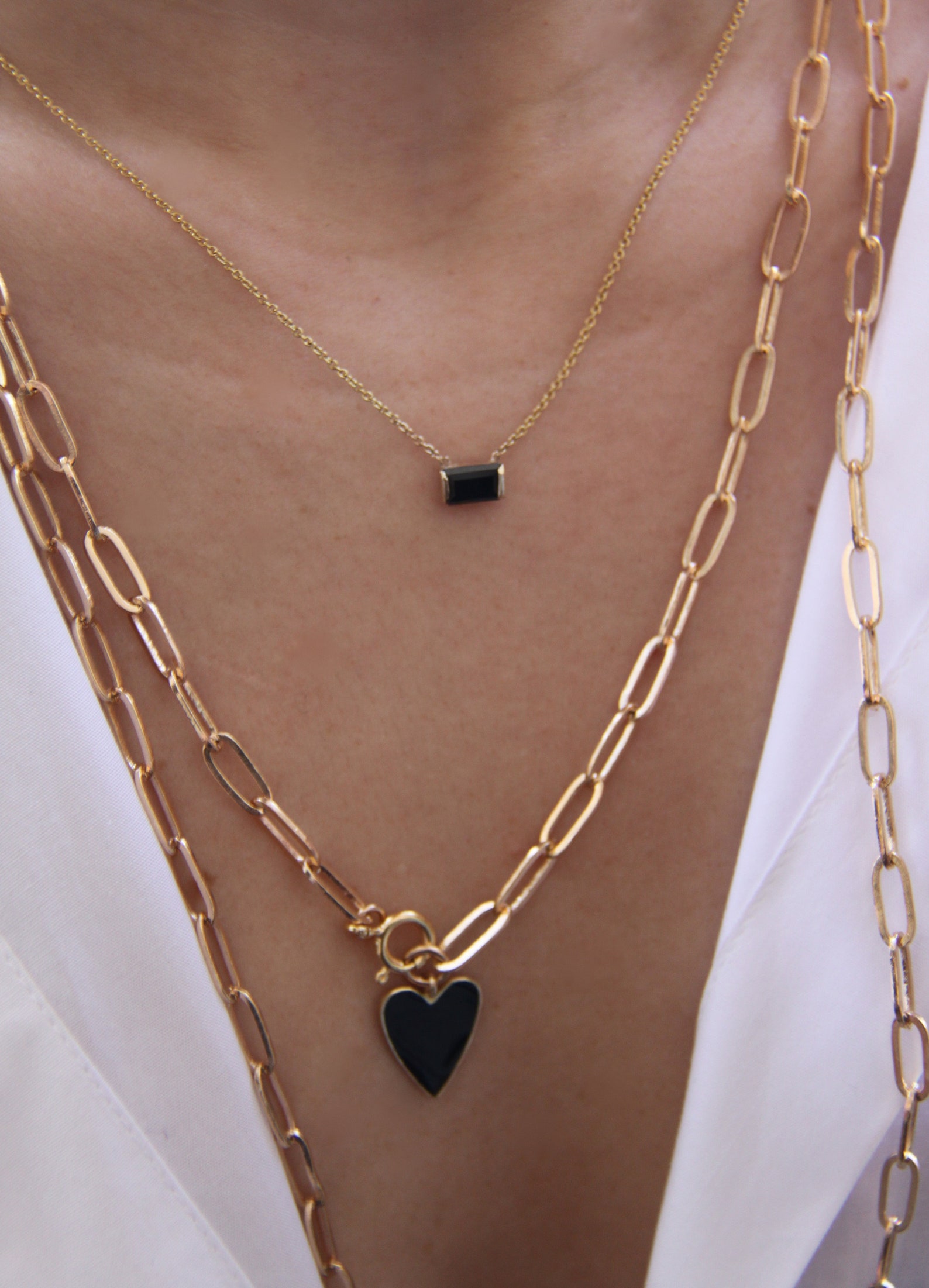 Gold Link Heart Necklace Gold Chain Heart Necklace Gold - Etsy
