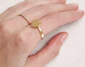 Gold Heart ring, love ring, dainty gold filled ring, delicate jewelry.