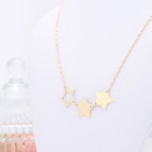 Delicate Star Necklace Three Star Necklace Gold Filled or Silver Trio Star Necklace Everyday Jewelry . image 2