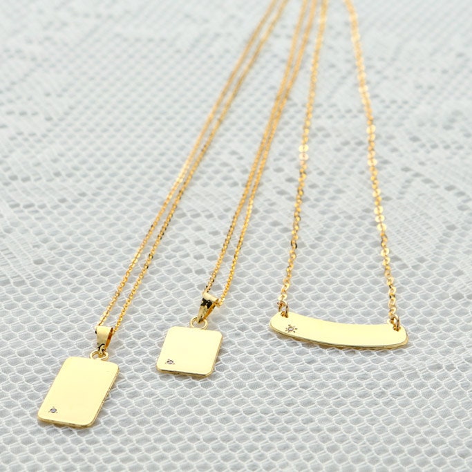 Vertical Gold Bar Necklace Dainty Small Layering Necklace Etsy