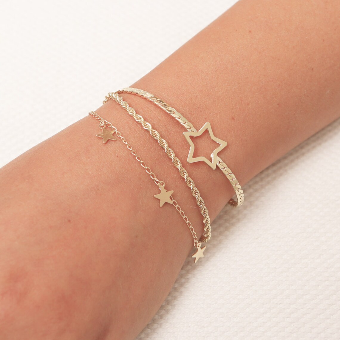 Gold Star Bracelet Dainty Layered Bracelet Friendship Etsy