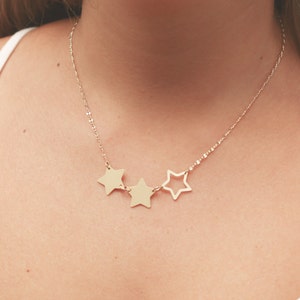 Delicate Star Necklace Three Star Necklace Gold Filled or Silver Trio Star Necklace Everyday Jewelry . image 1