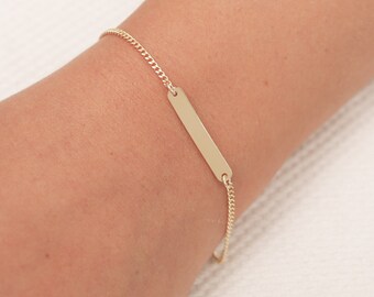 Bar Bracelet, Dainty Gold Bracelet, Personalized Bar Bracelet, Skinny Nameplate Bracelet, Gold Filled Bar Bracelet, Bridesmaid Jewelry.