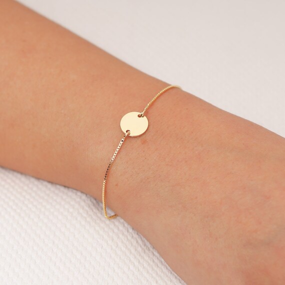 Tiny Disc Bracelet Ideal Gift for Her Gold Bracelet Charm Bracelet Silver Bracelet Smooth Disc Bracelet Gold filled Bracelet