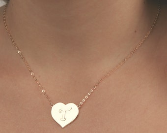 Corazón collar inicial collar personalizado collar carta oro collar monograma nombre collar relleno de oro