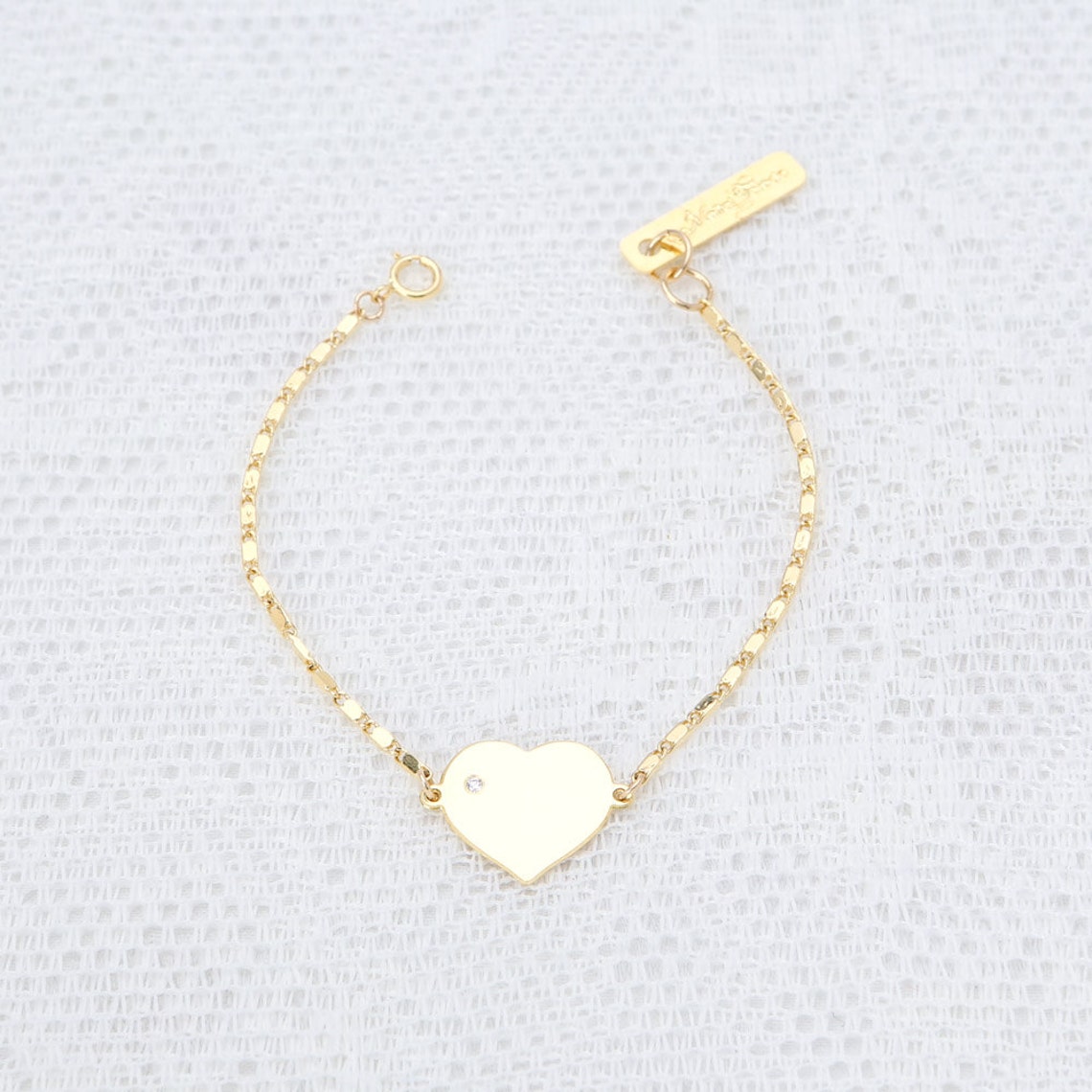 Gold Heart Bracelet Dainty Love Bracelet Friendship Etsy