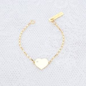 Gold Heart Bracelet, Dainty Love Bracelet, Friendship Bracelet, Bridesmaid Bracelet, Layered Bracelet, Everyday Gold Filled Jewelry. image 1