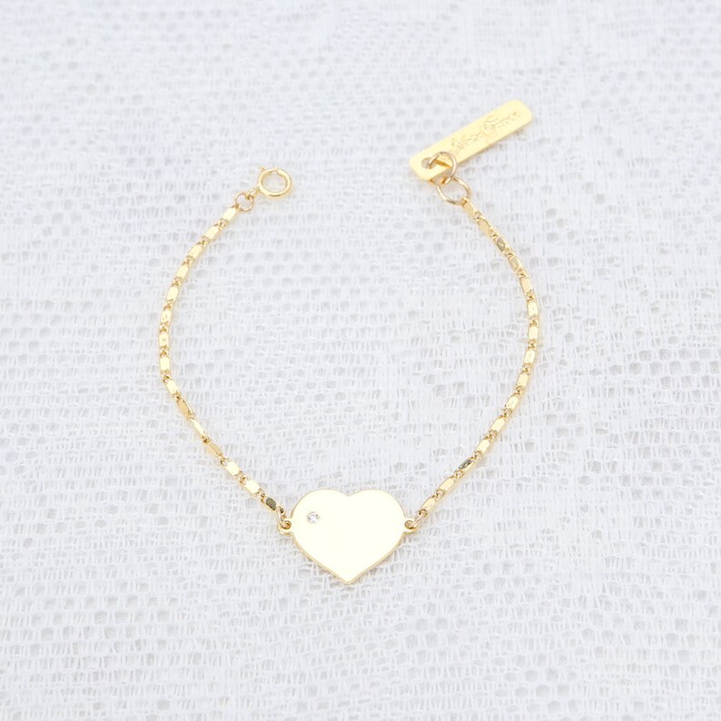 Gold Heart Bracelet, Dainty Love Bracelet, Friendship Bracelet, Bridesmaid Bracelet, Layered Bracelet, Everyday Gold Filled Jewelry. image 1