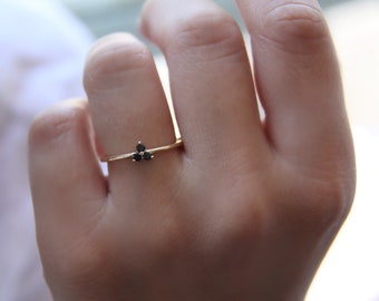 Dainty Diamond Ring, Solid Gold Ring, Gold Diamond Ring, Gold Stacking Ring, 14K Gold Ring, Minimalist Ring, Thin Gold Ring, Stackable Ring.