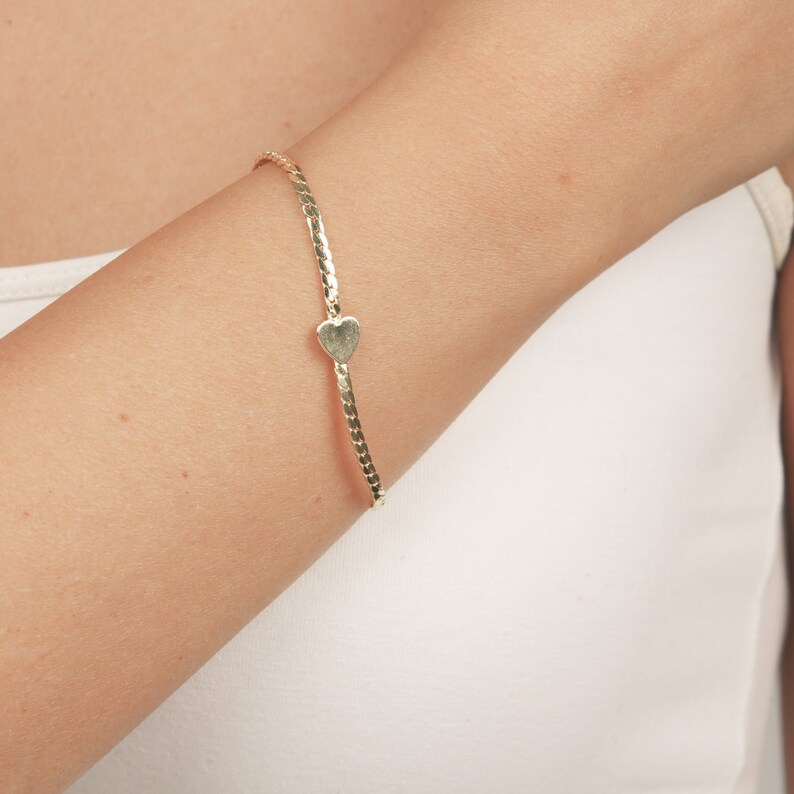 Dainty Heart Bracelet Gold Heart Bracelet Friendship Etsy