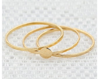 Gold Stackable ring, knuckle ring, dainty thin ring, 3 gold rings, delicate gold filled jewelry