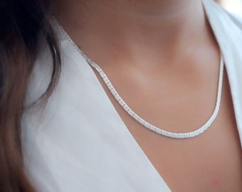 Dainty Silver necklace layered everyday chain necklace  delicate silver plated jewelry.