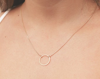 Gold Necklace, Gold Circle Necklace, Gold Karma Necklace, Dainty Gold Necklace, Eternity  Necklace, Everyday Necklace, Layering Necklace.