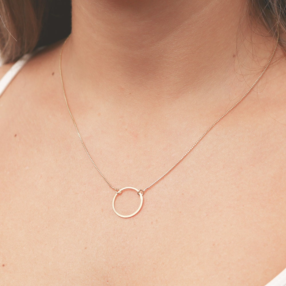 Gold Necklace Gold Circle Necklace Gold Karma Necklace Etsy