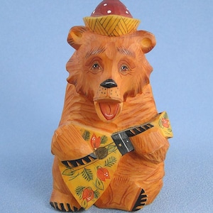 G. DeBrekht Russian Bear Balalaika Player, Vintage Folk Art Limited Edition