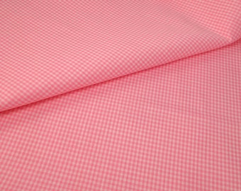 Vintage Fabric Pink Gingham Check, Small 1/8 Inch Size, 2 Yards, 45 Inches Wide