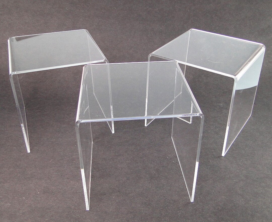 Assortment Three Square Acrylic Risers, Display Vintage, 5 Inch Size Etsy